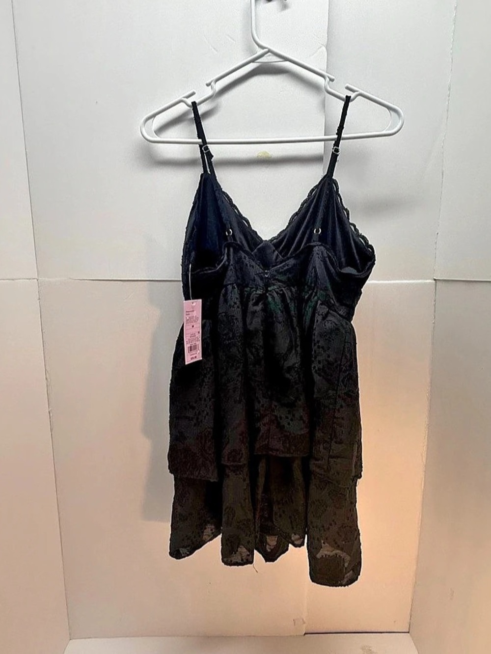 Wild Fable Black Swiss Dot Tiered Ruffle Mini Dress Black Medium